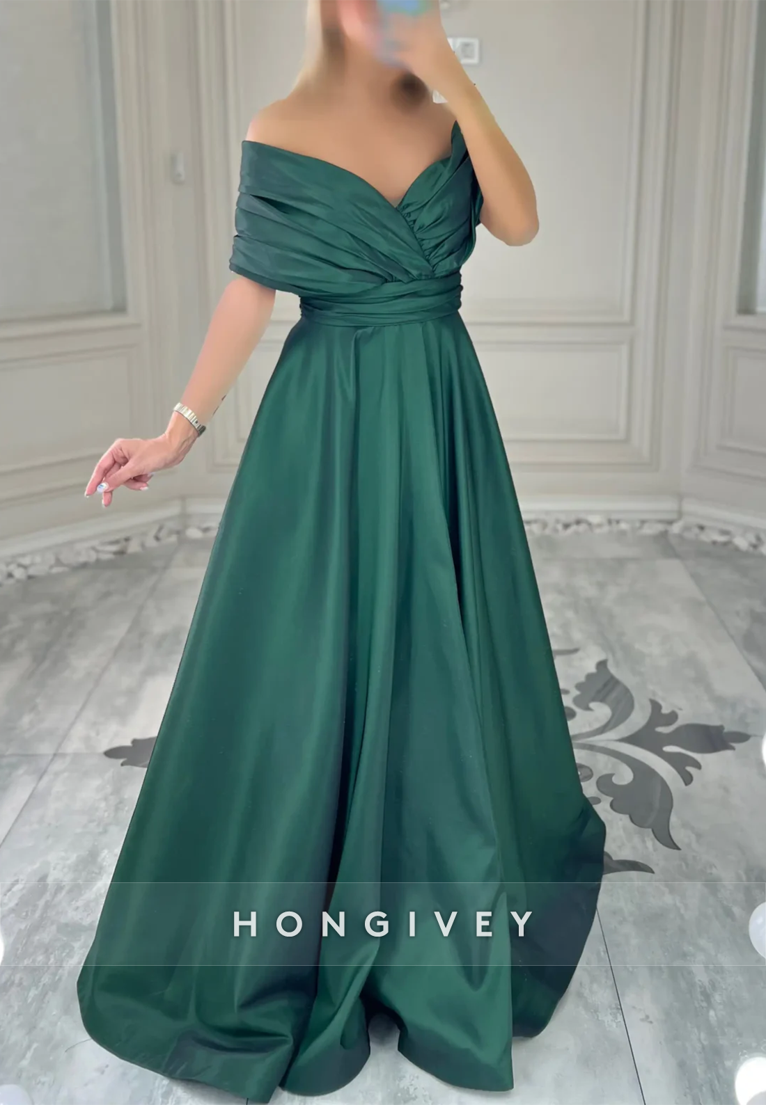 A-line Off the Shoulder Satin Tie Back Lace up Formal Evening Dresses