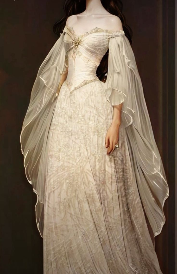 Vintage Bridal Gown A line Off The Shoulder Ivory Lace Wedding Dresses Bridal Gowns - VelvetHem