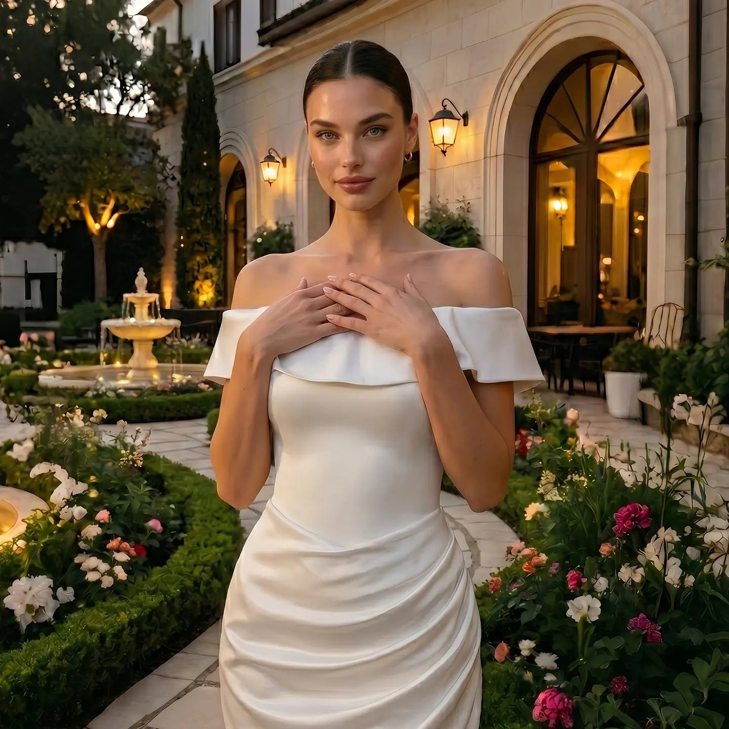 Luxury Lvory Ruched Bodycon Mini Wedding Dress ZP047