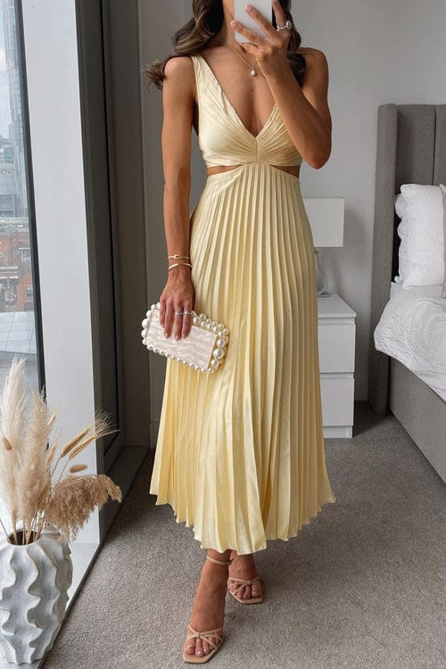 Sydney Exclusive Pleated Dress with Neckline Statement Occasion Edit