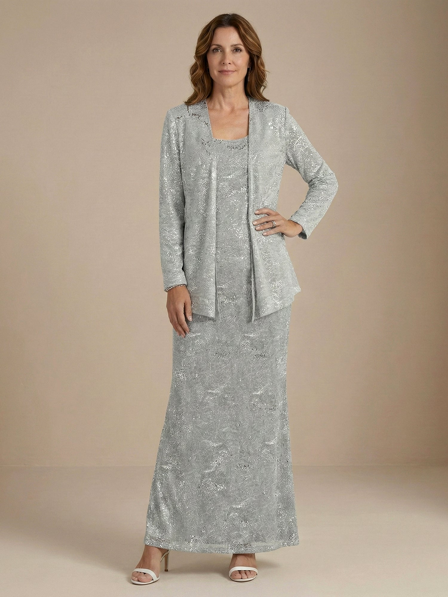Chiffon Mother of the Bride Dresses with Sequins & Jacket