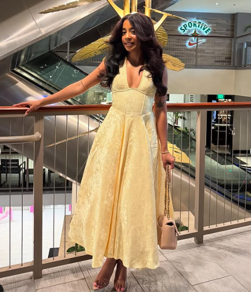 Pretty Yellow Satin Print Prom Dress,Halter A-Line Party Evening Dress - View 4 | FashionDia