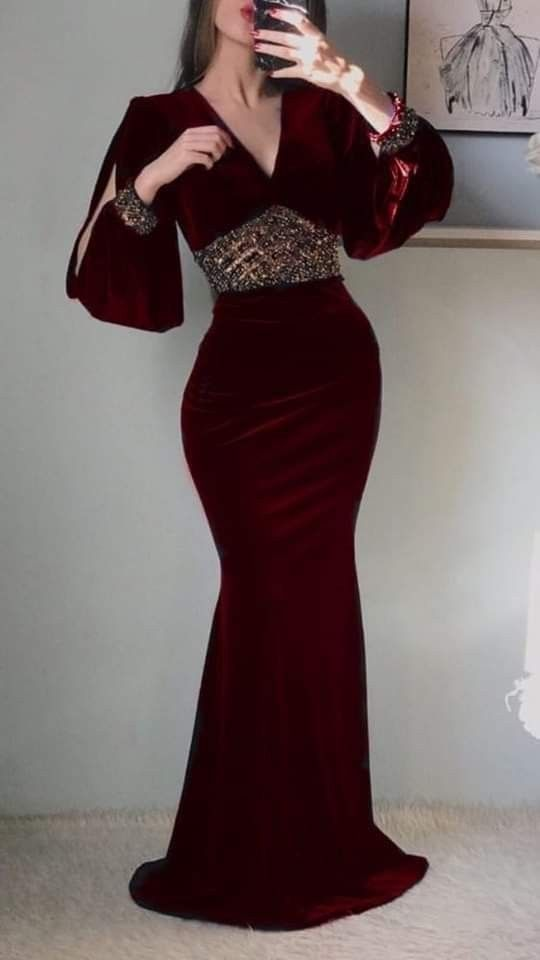 Elegant Burgundy Deep V Neck Mermaid Evening Dress,Pageant Dress