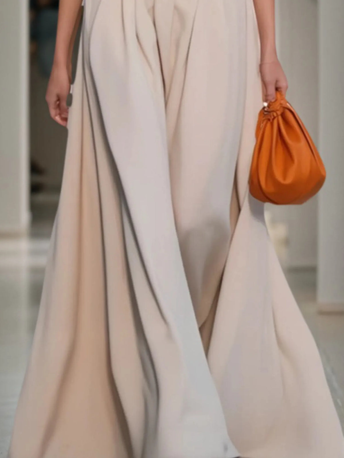 Evening Formal Halter Dress Apricot Maxi Dress - View 3 | FashionDia
