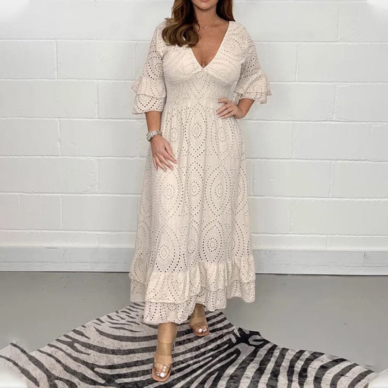 Marta Elevated Lace Dress with Ruffle Sleeves Designer Edit