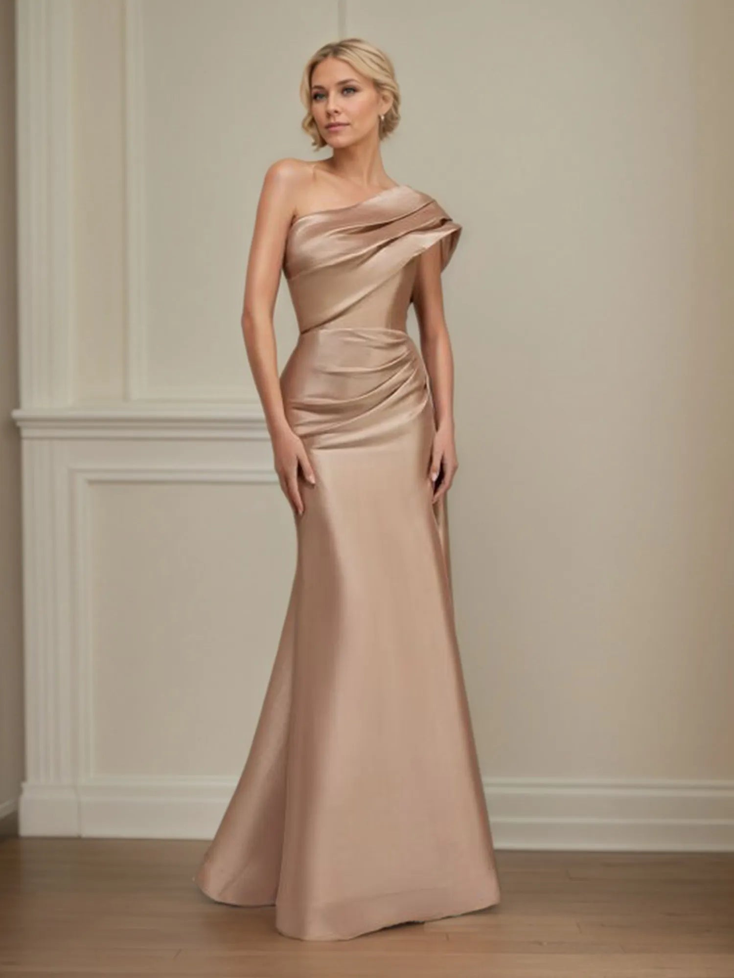 Trumpet/Mermaid One Shoulder Sleeveless Satin Mother of the Bride Dress With Ruched