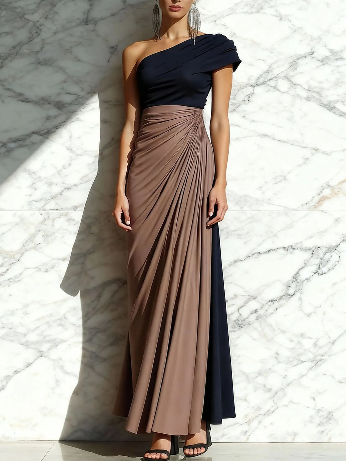 Sheath One-Shoulder Ruched Maxi Formal Dress - FashionDia