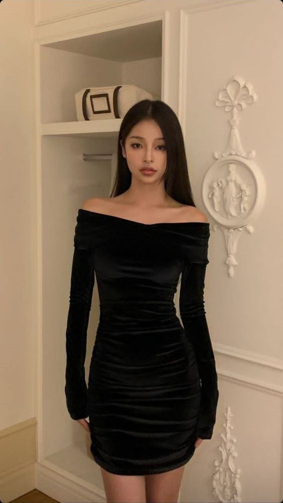 Black Off The Shoulder Homecoming Dress Short Prom Party Gown fg6168 - VelvetHem