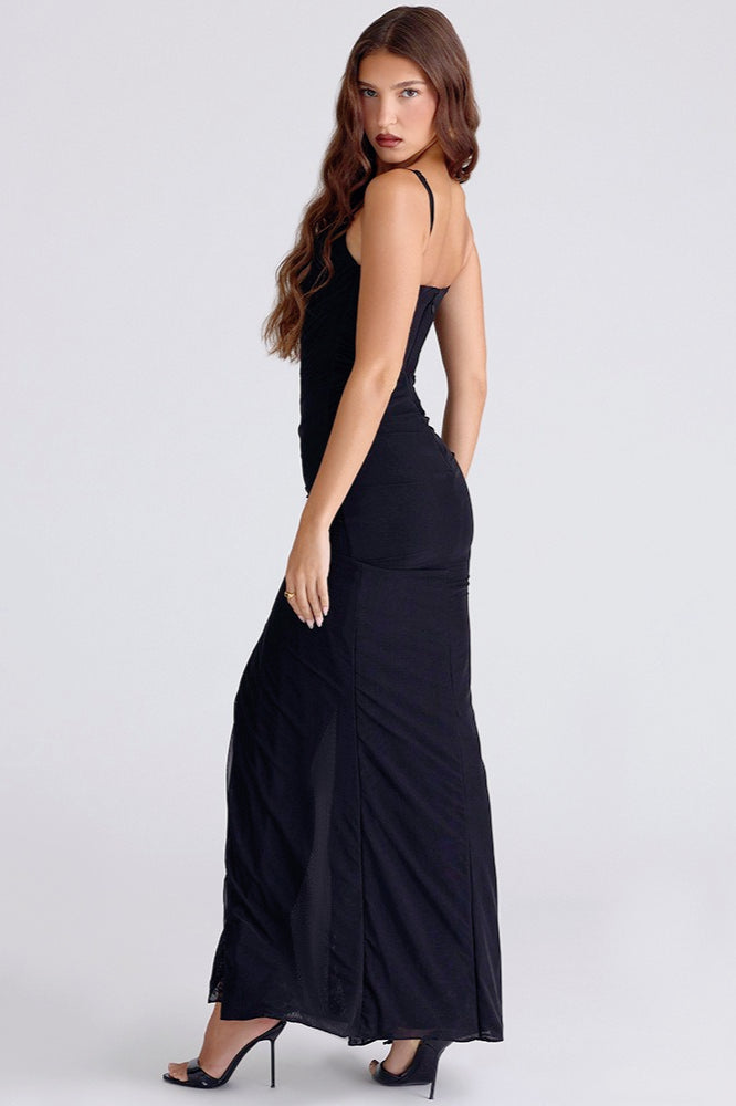 Elegant Asymmetric Slit Birthday Dress