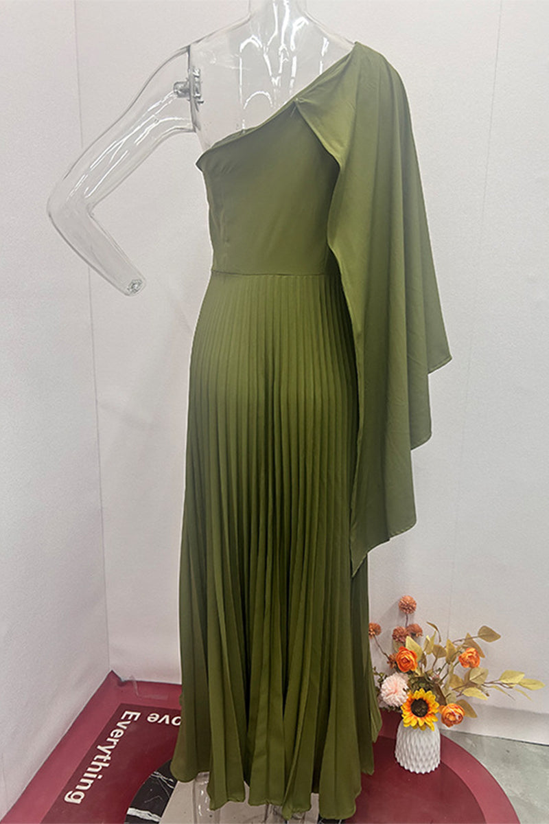 Elegant Solid Fold Stringy Selvedge Pleated Oblique Collar Evening Dresses - View 4 | VelvetHem