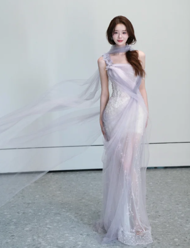Lilac Mermaid Prom Party Dress Birthday Dress Evening Dress - VelvetHem