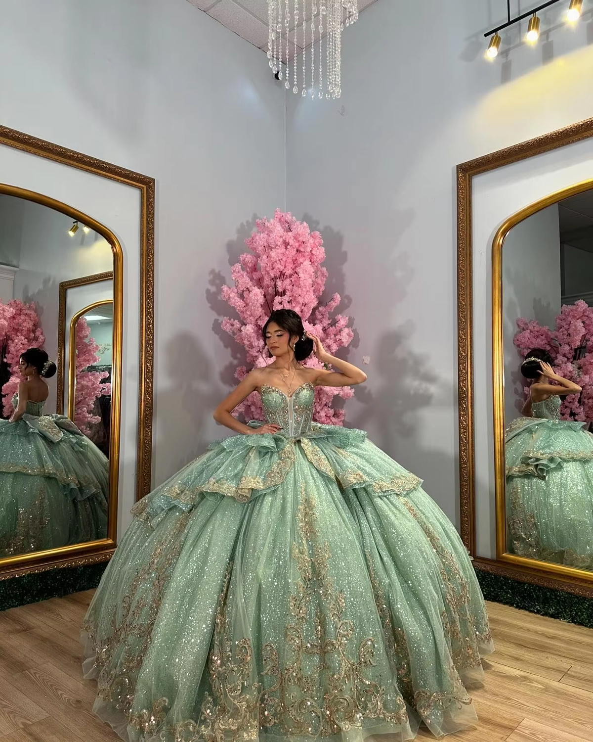 A-Line sage quinceanera dress, birthday party dresses sweet 16 dresses - View 4 | FashionDia