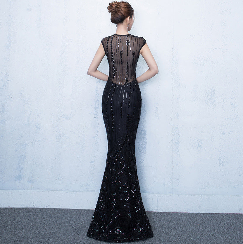 Banquet Evening Dress: Elegant Slim-Fit Fish Tail for Women, Perfect for Autumn/Winter Annual Meetings - View 3 | VelvetHem