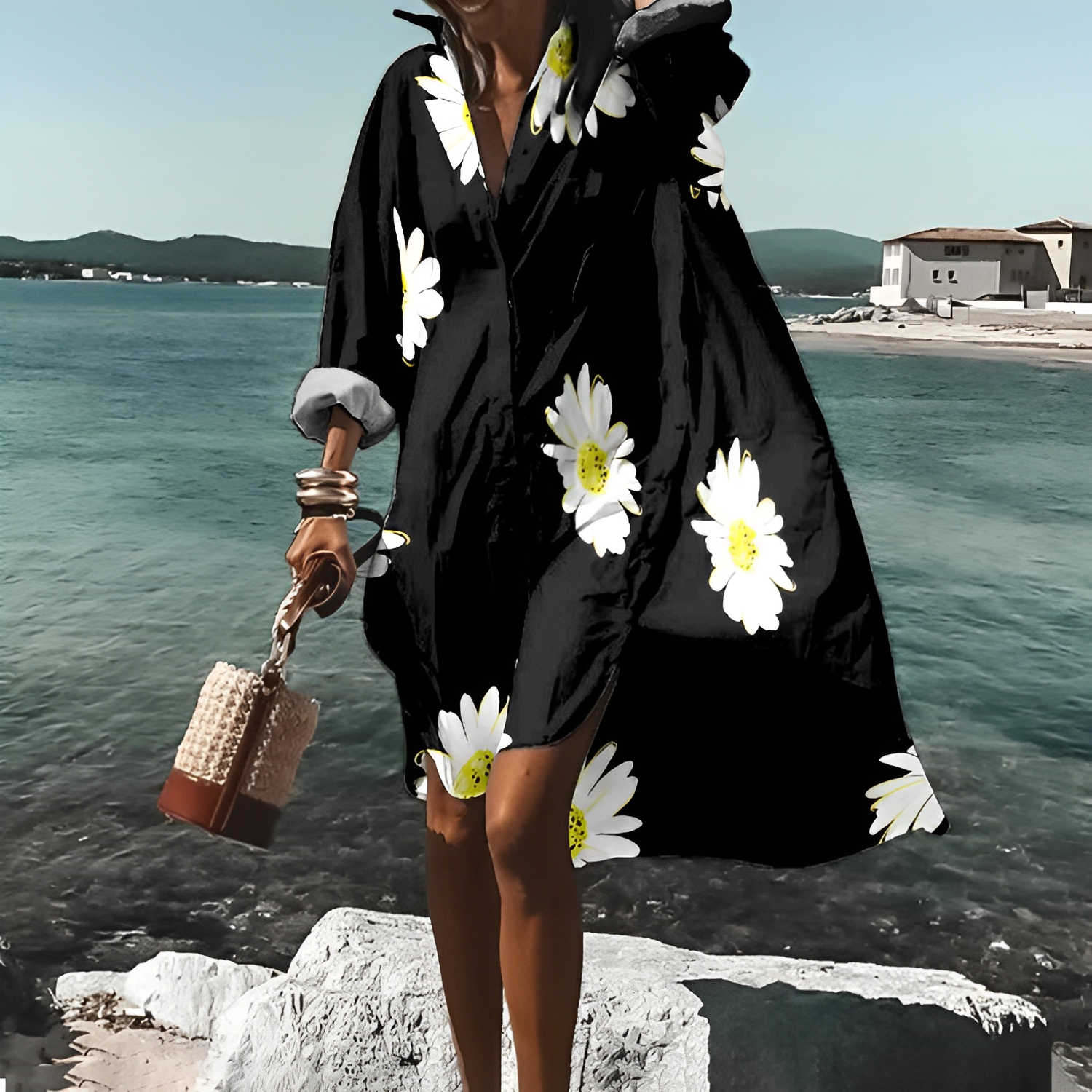 Lana Elevated Knee Length Dress with Unique Print Occasion Wear