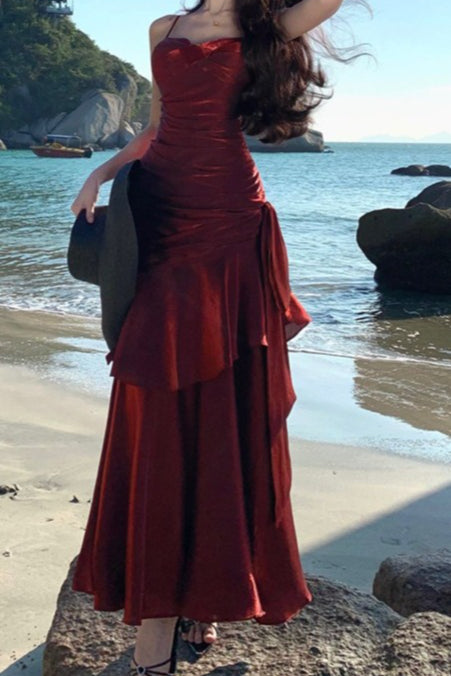Satin Ruffle Trim Relaxed Dress for Everyday Wear Boutique Fashion Style