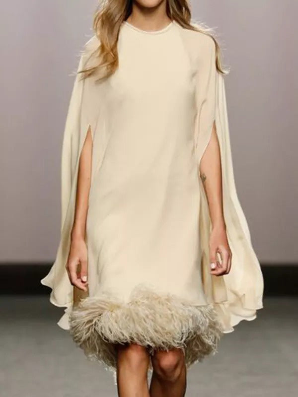 Elegant Feather Panel Dress Long Evening Dress - VelvetHem