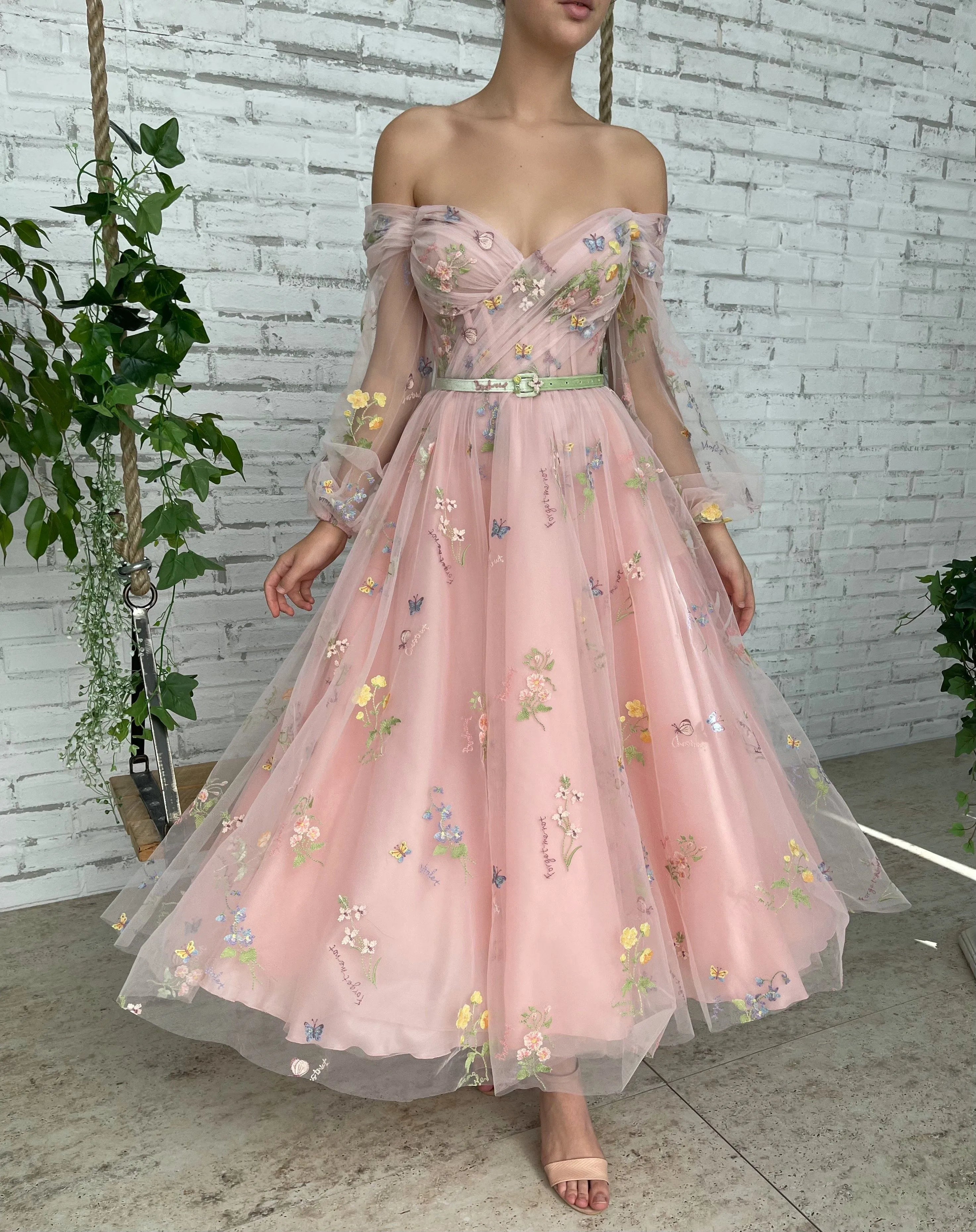 Fairy Ivory Chiffon Prom Dress A-Line Sweetheart Off The Shoulder Ankle Length High Slit Evening Dress robes de soirée