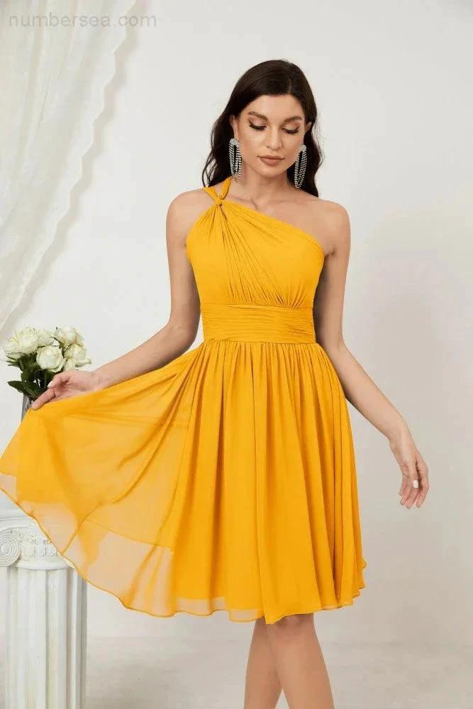 ZapDress Women Chiffon Short One Shoulder Bridesmaid Dress Formal Dresses for Party Homecoming 2804 (ZD16948)