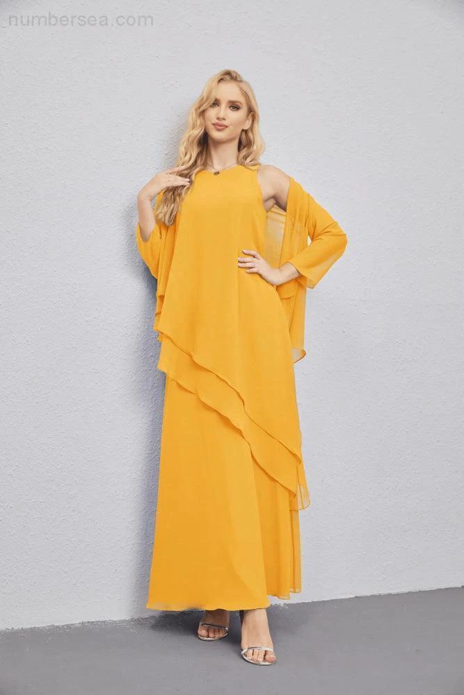 Mother of Bride Dresses with Open Front Lightweight Cardigan Formal Prom Gown 28081 (ZD16990)