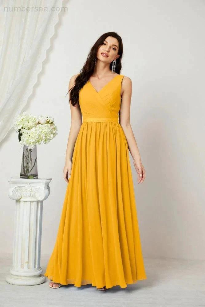 Women's Chiffon Long Bridesmaid Dresses A line Sleeveless Formal Prom Gown for Evening Party Homecoming Dresses 2808 (ZD16947)