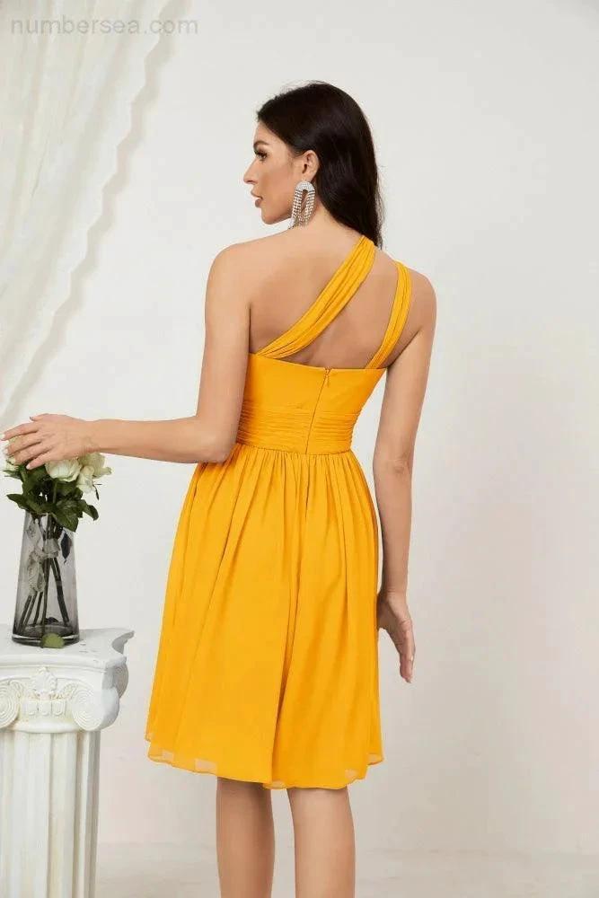 ZapDress Women Chiffon Short One Shoulder Bridesmaid Dress Formal Dresses for Party Homecoming 2804 (ZD16948)