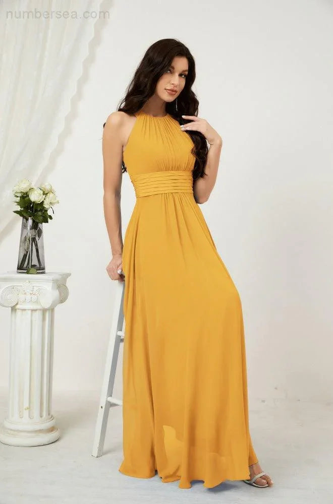 ZapDress Formal Party Gown Dress Chiffon Halter Long Sleeveless Bridesmaid Dresses 2802 (ZD16960)