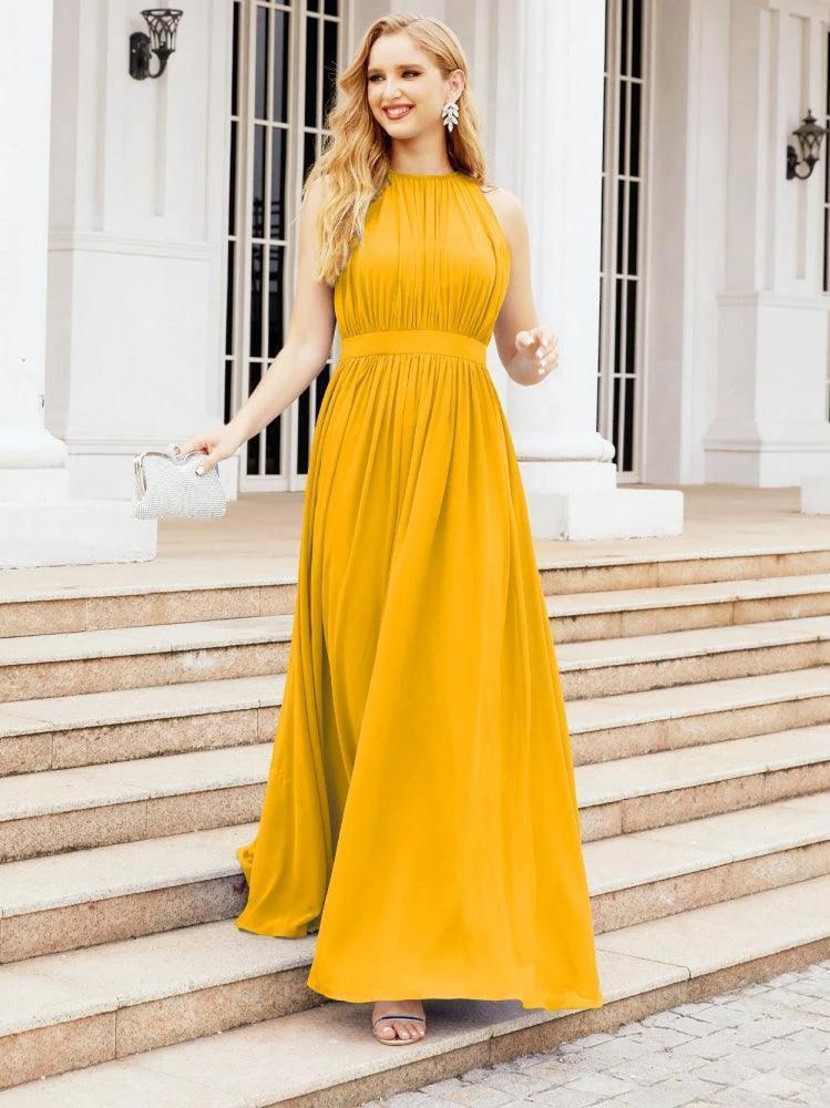 Numbersea Halter Bridesmaid Dress Empire Waist Formal Evening Prom Gown for Mother of The Bride 28030 by numbersea