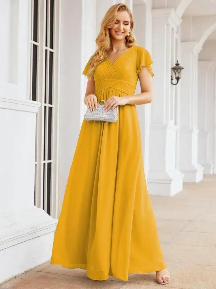 Numbersea Formal Prom Gowns for Mother of The Bride Cap Sleeves Bridesmaid Dress 28047 by numbersea