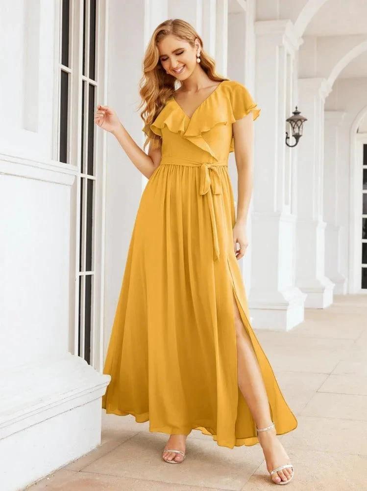 Bridesmaid Dresses with Flutter Sleeves Formal Evening Party Prom Gowns 28044 by numbersea