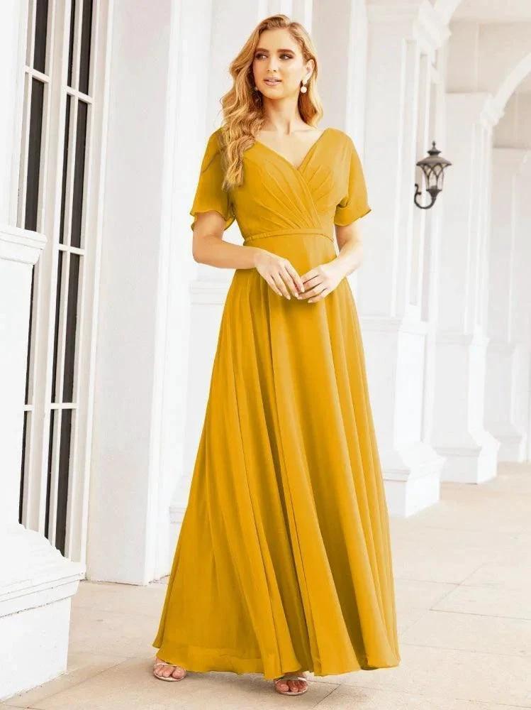 Numbersea Formal Prom Gowns for Mother of The Bride Short Sleeves Bridesmaid Dress 28049 by numbersea