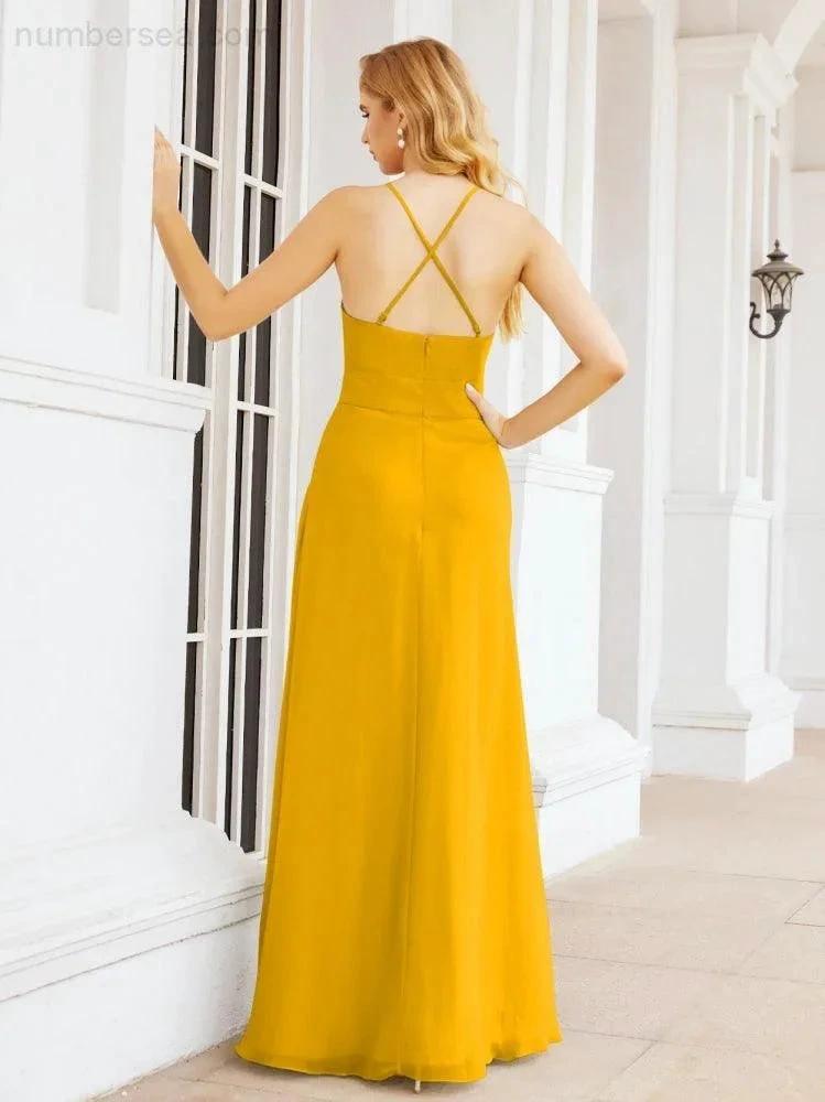 ZapDress Halter Bridesmaid Dresses with Pockets Sleeveless Formal Evening Party Prom Gowns 28055 (ZD17039)