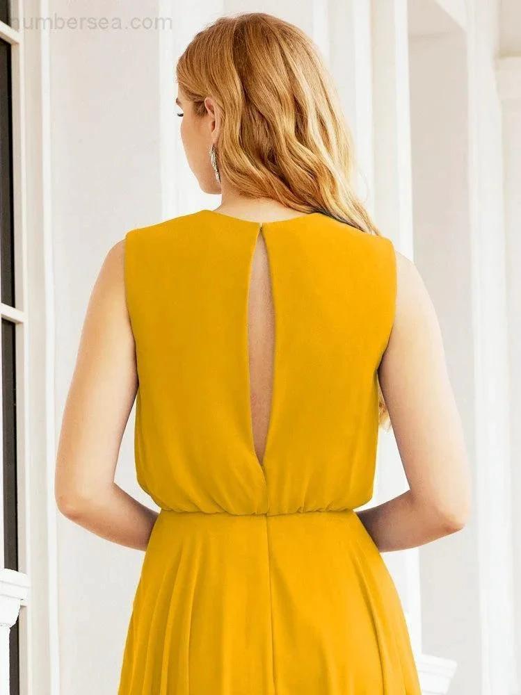 ZapDress Sleeveless Long Bridesmaid Dress A line Formal Evening Prom Gown 28025 (ZD17053)