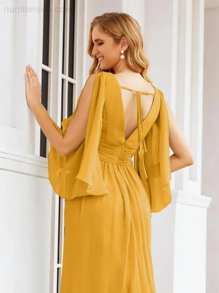 ZapDress Bridesmaid Dresses with Split for Wedding Party Flutter Sleeves 28045 (ZD16996)