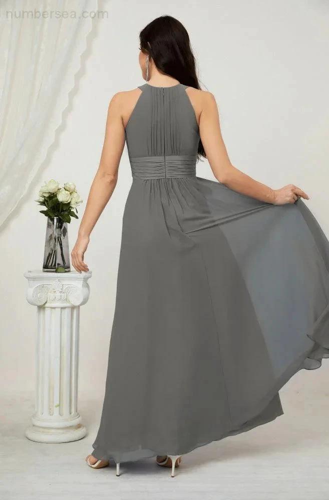 ZapDress Formal Party Gown Dress Chiffon Halter Long Sleeveless Bridesmaid Dresses 2802 (ZD16960)