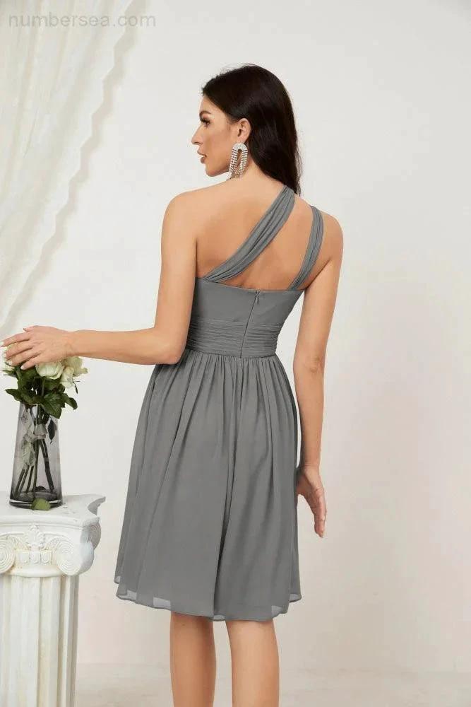 ZapDress Women Chiffon Short One Shoulder Bridesmaid Dress Formal Dresses for Party Homecoming 2804 (ZD16948)