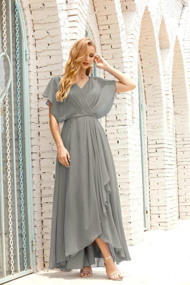 Zapdress Mother of The Bride Dresses Plus Size V-Neck Floor Length Formal Prom Dress for Wedding Guest 28020 (ZD17058)