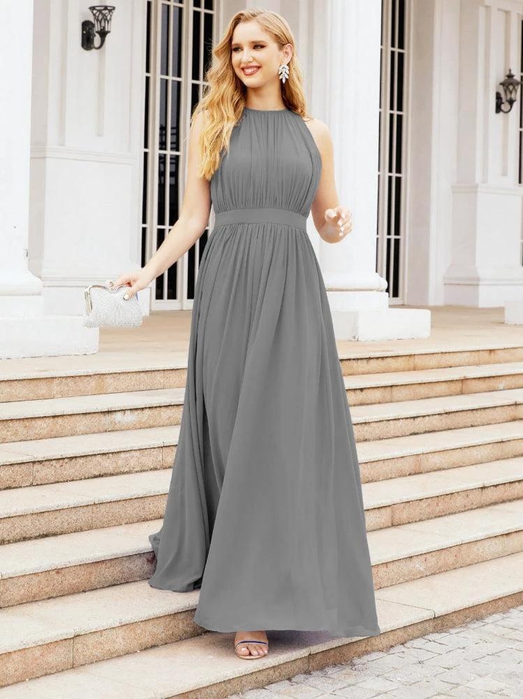 Numbersea Halter Bridesmaid Dress Empire Waist Formal Evening Prom Gown for Mother of The Bride 28030 by numbersea