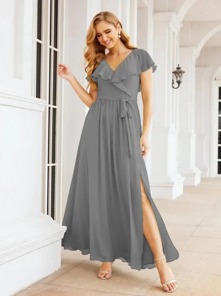 Bridesmaid Dresses with Flutter Sleeves Formal Evening Party Prom Gowns 28044 by numbersea