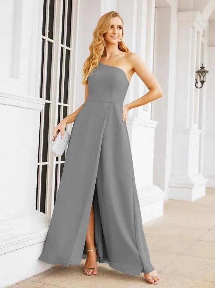 Numbersea Women's One Shoulder Formal Prom Gowns for Mother of The Bride Side Slit Bridesmaid Dresses 28052 by numbersea
