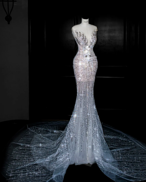 Sexy Mermaid Sequin Prom Party Dress Luxurious Evening Dress