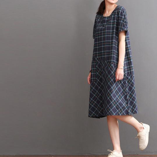 New plaid cotton dress summer casual dresses sundress