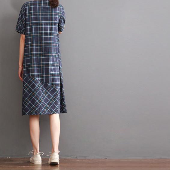New plaid cotton dress summer casual dresses sundress