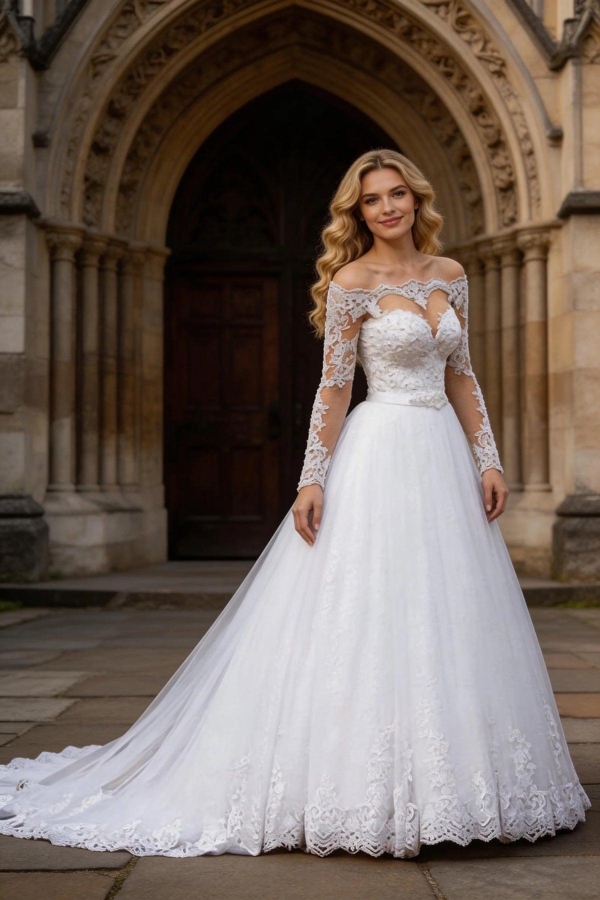 #002 2025 Sexy Off Shoulder Wedding Dresses Appliques Long Sleeve Bridal Gowns Vintage Vestidos De Noiva Mariage Plus Size Custom De by payinti