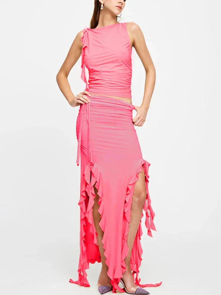 DressBetty - Fashion Party Ruffles Maxi Split Skirt - View 11 | VelvetHem