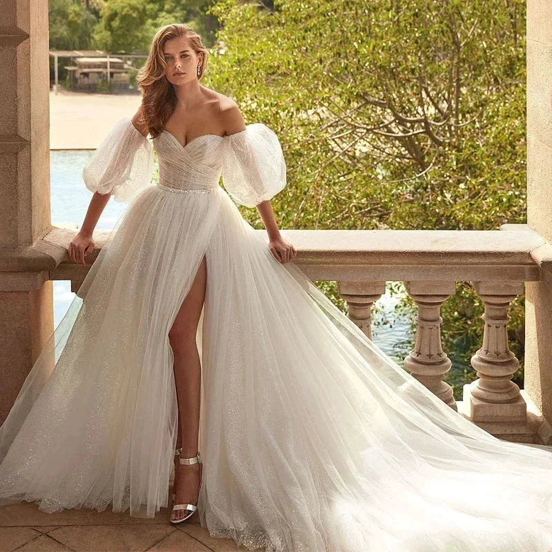 Sexy Sweetheart Wedding Dresses Strapless For Women Modern Backless Chapel Train Tulle Bride Gowns Vestidos De Novia 2022 (ZD14187)