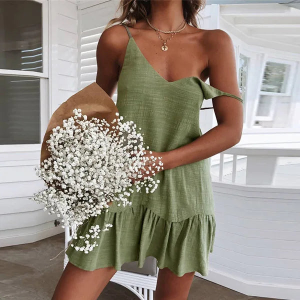 Strap Ruffle Sleeveless Green Midi Dress - View 7 | VelvetHem