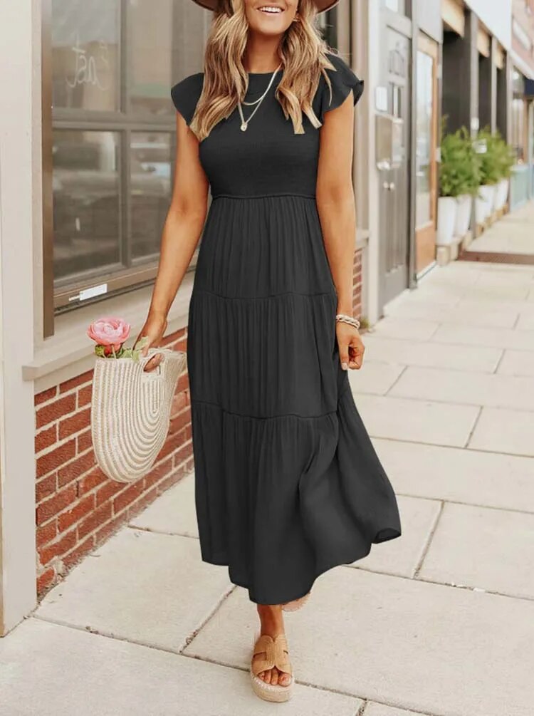 Carolina Effortless Dress Gathered Bust Chic Silhouette Collection