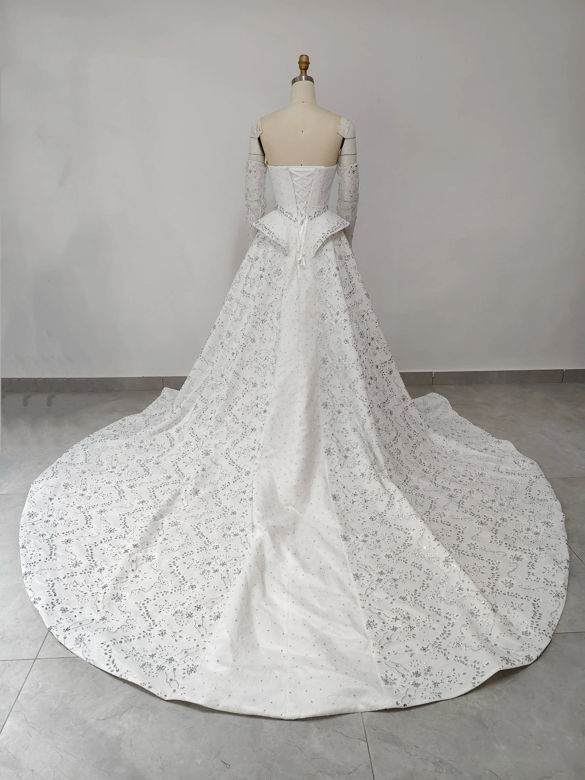 Luxury Off Shoulder Beaded Ball Gown Wedding Dress ZP181