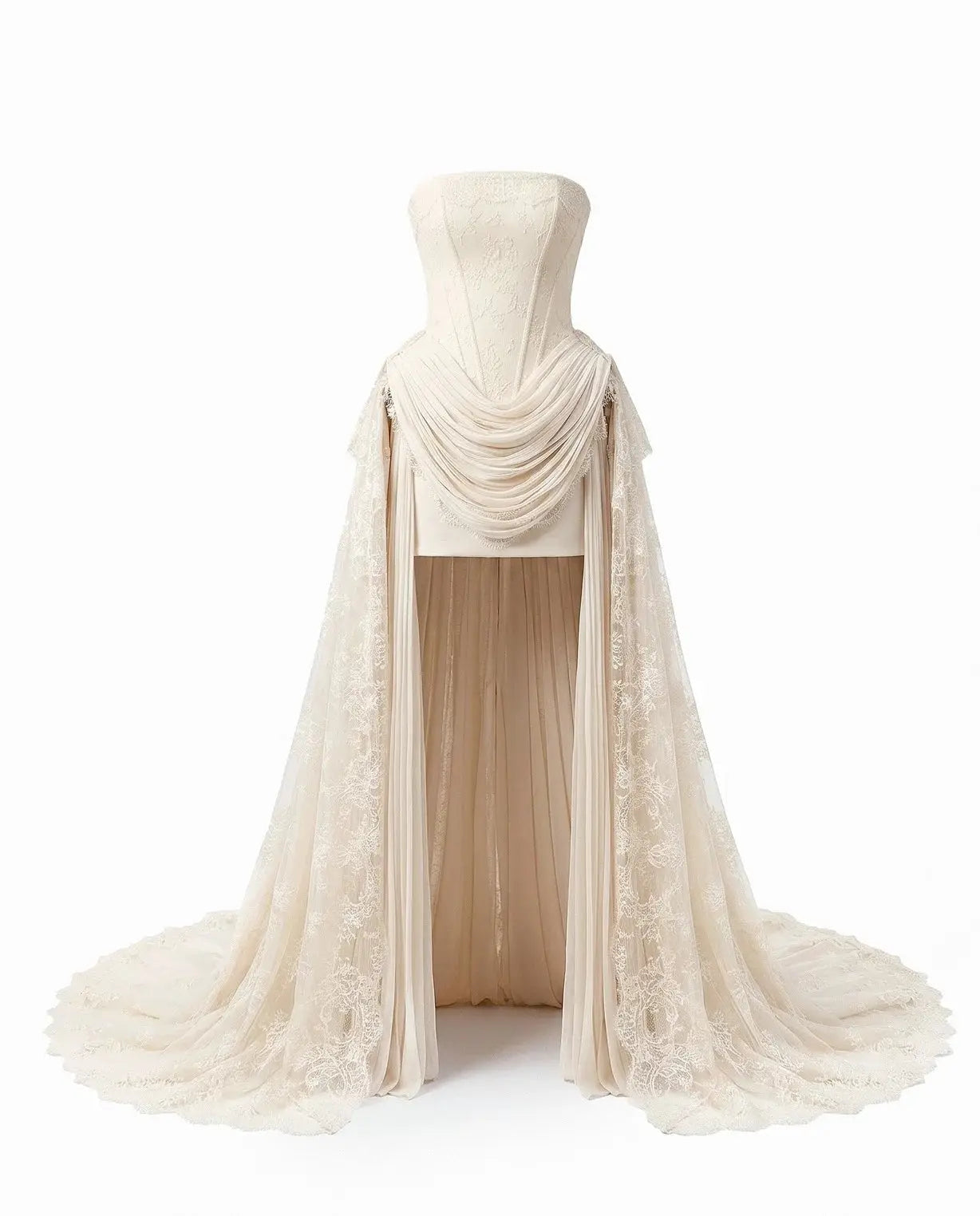 Strapless Corset Wedding Dresses with High-Low Lace Train ZP025