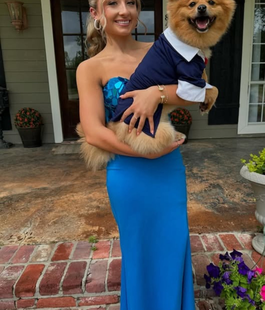 Sweetheart Blue Mermaid Long Prom Dress Beaded Graduation Dress